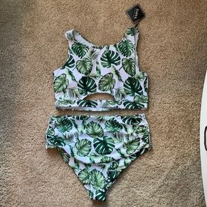 ZAFUL white and green swim suit